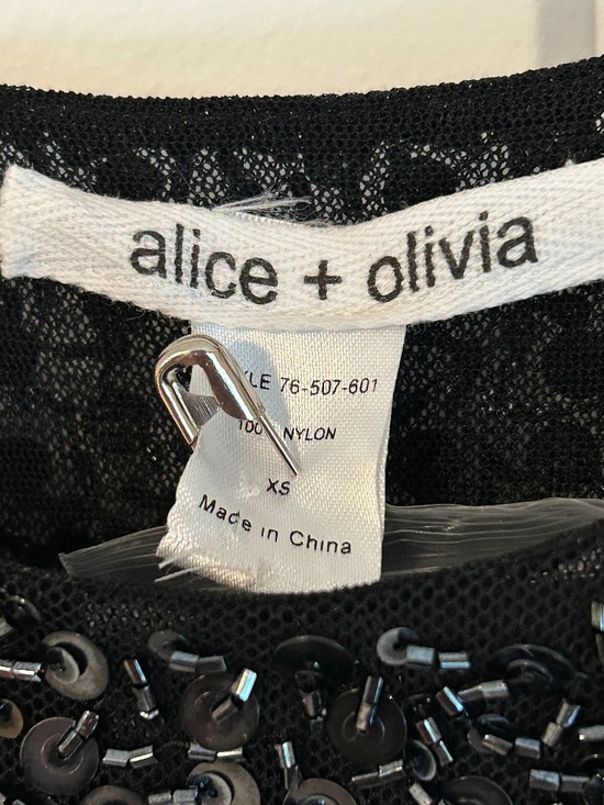 Alice + Olivia Tulle and sequins cocktail dress black silver sz XS - Picture 3 of 9